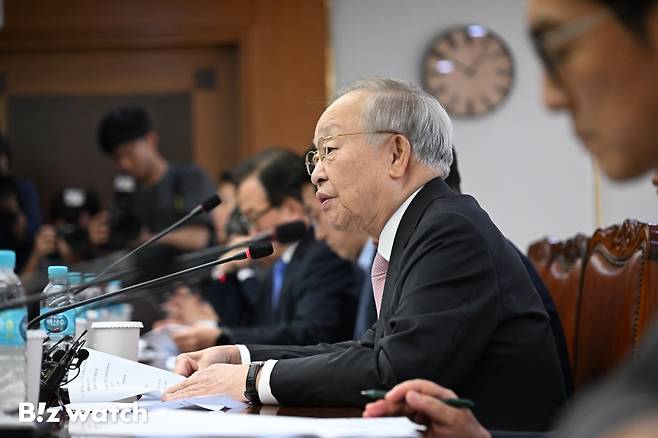 손경식 한국경영자총협회 회장이 7월 31일 서울 마포구 경총회관에서 열린 노동조합법 개정 관련 긴급 기자회견에서 발언하고 있다./사진=이명근 기자 qwe123@