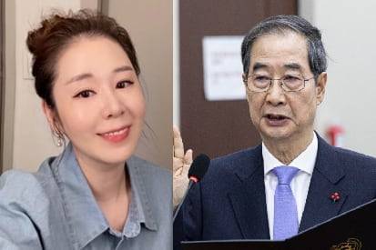 가수 출신 방송인 오윤혜(왼쪽)와 한덕수 전 국무총리. /인스타그램 캡처·뉴스1