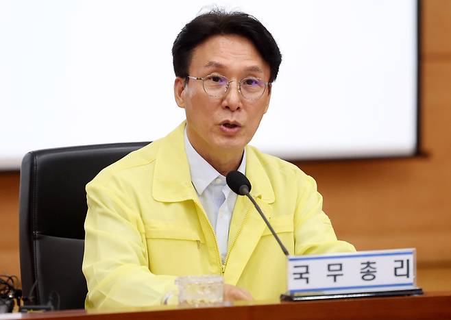 김민석 국무총리가 5일 오후 서울 종로구 정부서울청사 별관에서 열린 을지연습 준비 보고 회의에서 모두발언을 하고 있다. /뉴시스