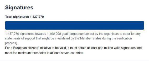 140만 개 이상의 서명이 모였다 출처 = Stop Killing Games 운동의 ECI 등록 페이지