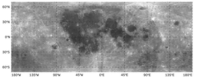 다누리의 광시야 편광카메라가 관측한 영상으로 제작한 달 전체 지도의 일부분. 우주항공청