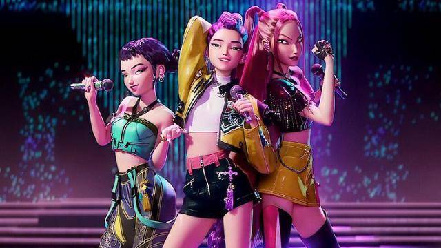 넷플릭스 애니메이션 영화 '케이팝 데몬 헌터스'의 걸그룹 헌트릭스. 영화에서 등장하는 노래들은 흔히 K팝으로 분류되지만 미국 자본과 현지 제작사가 국내 K팝 창작자와 협업한 K팝과 미국 팝의 혼종에 가깝다. 넷플릭스 제공