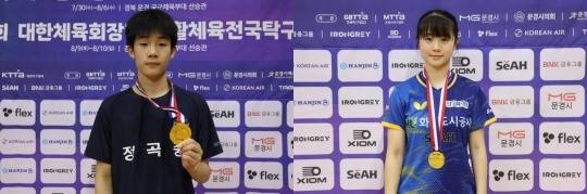 대통령기 남녀 고등부 단식 우승자 마영민(왼쪽)과 허예림. 사진[연합뉴스]