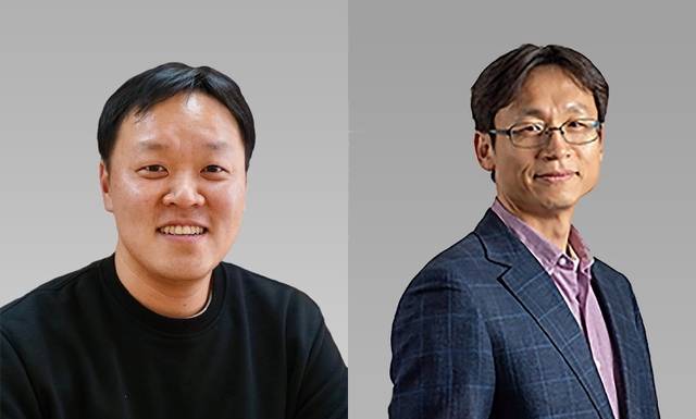 OLED 발광층을 손상 없이 패터닝하는 ‘간접 광패터닝 기술’을 개발한 강문성(왼쪽) 서강대 교수와 김봉수 울산과학기술원(UNIST) 교수.
