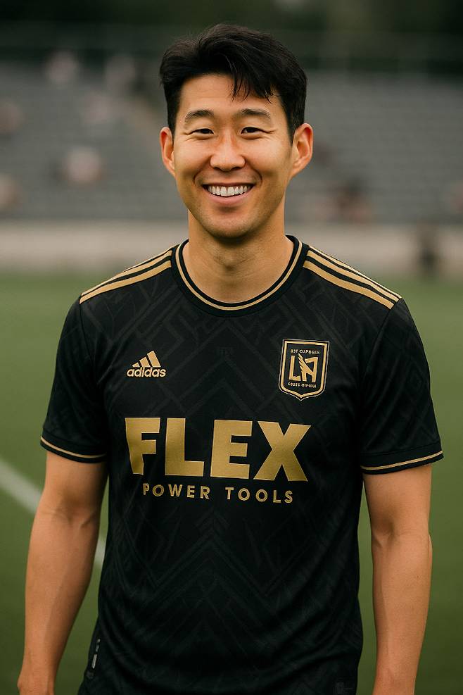 LAFC 유니폼을 입은 손흥민 가상 이미지. 이미지=퍼플렉시티 AI 생성