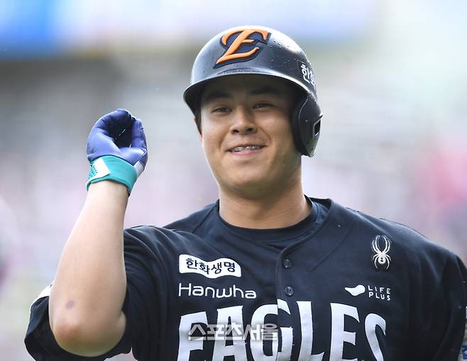 한화 노시환이 세리머니를 펼치고 있다. 잠실 | 최승섭기자 thunder@sportsseoul.com