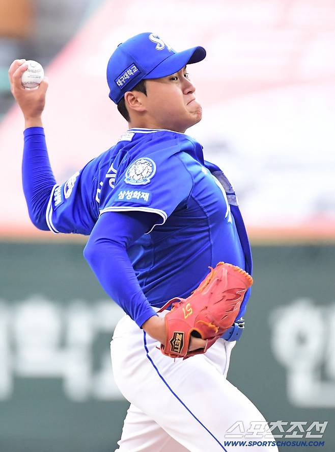 6일 인천 SSG랜더스필드에서 열린 SSG와 삼성의 경기. 선발 투구하고 있는 삼성 이승현. 인천=송정헌 기자songs@sportschosun.com/2025.08.06/