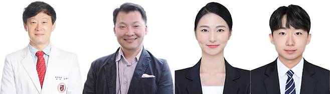[좌측부터]고려대 구로병원 심장혈관흉부외과 김현구 교수, 미국 하버드의대 최학수 교수, 고려대 구로병원 전은비, 김경수 연구원