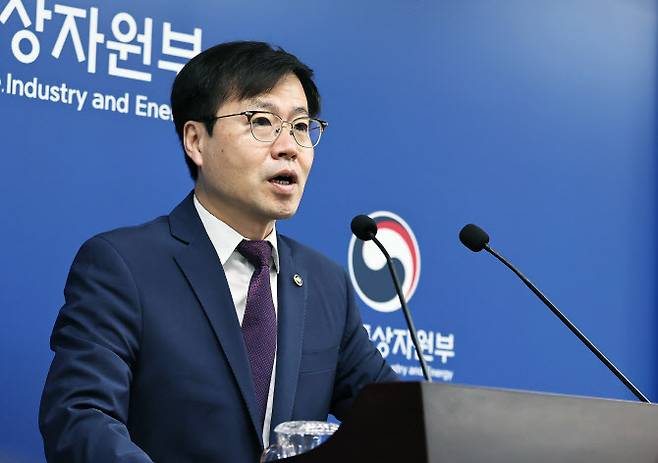 여한구 산업통상자원부 통상교섭본부장이 지난 7월 14일 세종시 정부세종청사 산업부 기자실에서 미국 통상협의와 관련해 브리핑하고 있다. (사진=산업부)