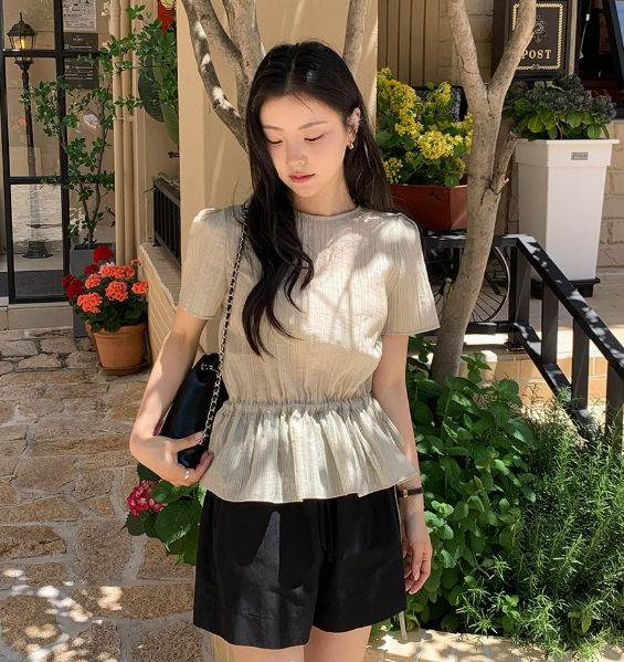 모어렌 벤티즈 스트링 반팔 블라우스