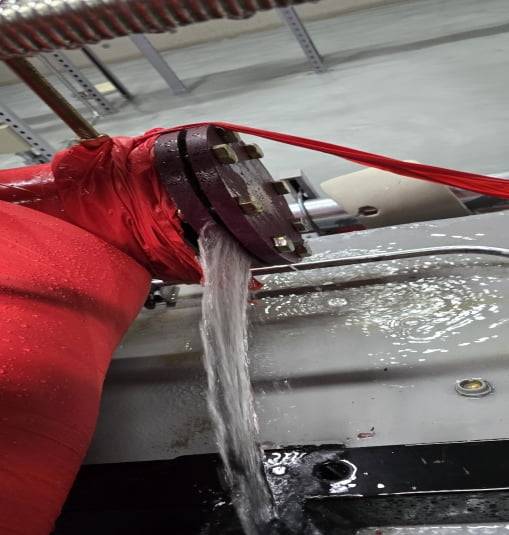 지난 6월 25일 대전 중구 ‘하늘채 스카이앤 2차’에서 소방 배관이 터져 누수가 발생했다. 사진=독자 제공