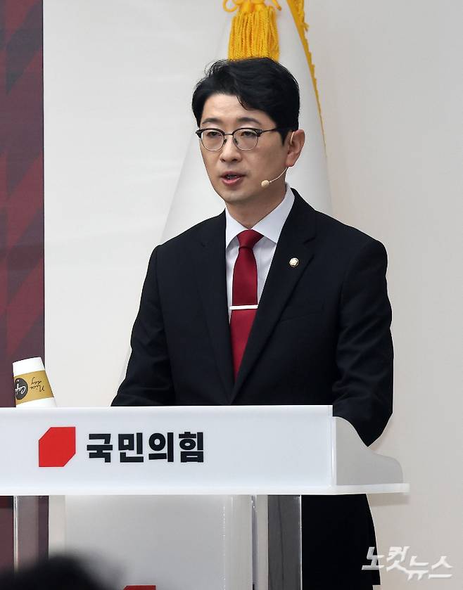 부산 해운대갑 주진우 후보가 이번 국민의힘 당대표 선거 예비경선에서 컷오프 됐다.비전발표를 하고 있는 주진우 의원. 황진환 기자