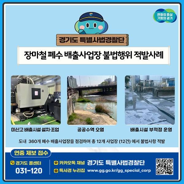 폐수 불법 방류 적발 사례 ⓒ경기도 제공