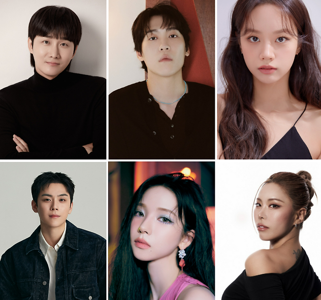 ▲ 이용진, 존박, 혜리, 가비, 카리나, 김도훈(왼쪽 위부터 시계방향). 제공| 각 소속사