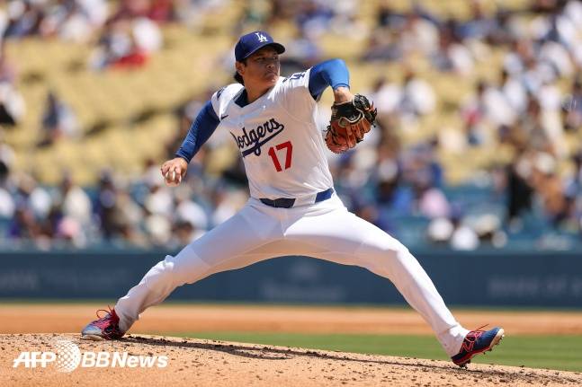 오타니 쇼헤이가 7일(한국시간) 2025 MLB 정규시즌 세인트루이스전에서 역투하고 있다. /AFPBBNews=뉴스1