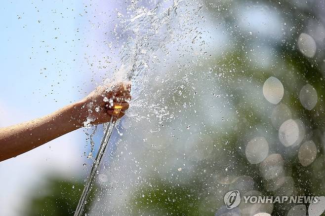 '물줄기 손으로 잡아볼까' [연합뉴스 자료사진]