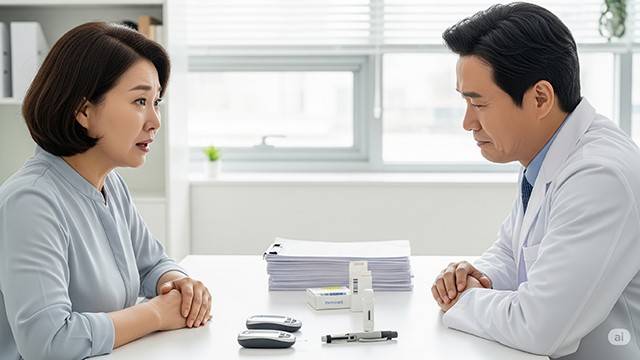 처음 당뇨 진단을 받은 환자들은 막막함과 두려움을 느끼는 경우가 많다 | 출처: Gemini 생성
