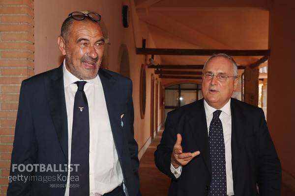 마우리치오 사리 라치오 감독(왼쪽)과 클라우디오 로티토 회장. 게티이미지코리아