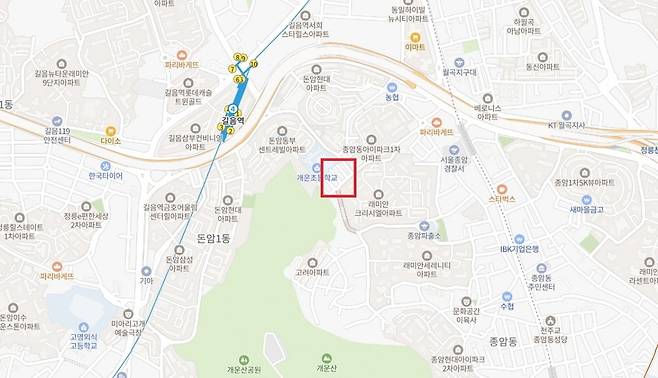 개운산마을 가로주택정비조합 위치도. 네이버지도 캡처