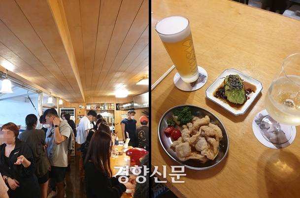 손님들로 북적이는 ‘키보’ 내부 풍경. 안주는 대부분 1만원 안쪽이다. 노정연 기자