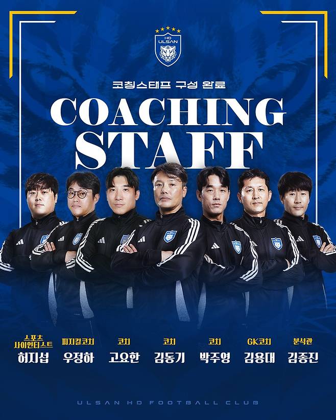 프로축구 K리그1 울산 HD 신임 코치진. /사진=울산 HD