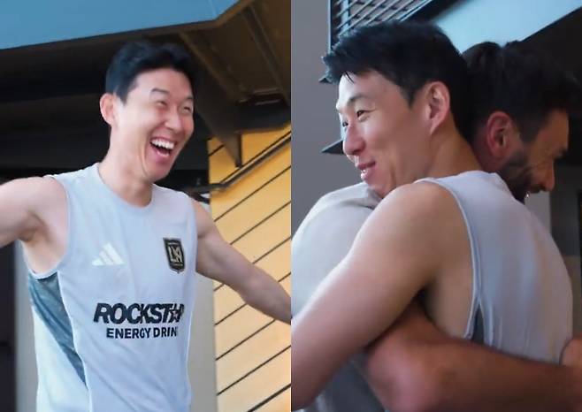 손흥민과 위고 요리스가 재회하는 모습. /사진=토트넘 공식 SNS 영상 갈무리