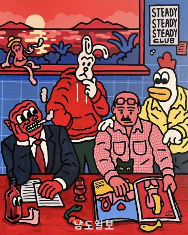 모스플라이 作 'Serious Boys'(162.2×130.3㎝, Acrylic on canvas, 2024)