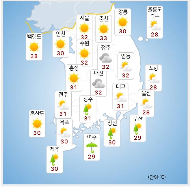 ⓒ기상청: 오늘(10일) 오후 날씨