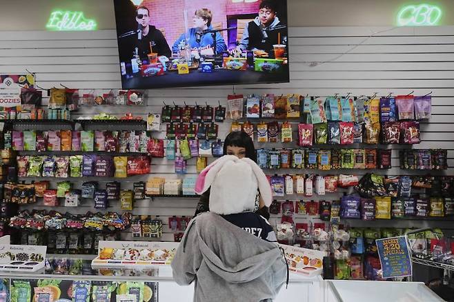 도널드 트럼프 미국 대통령이 마리화나(대마초)를 덜 위험한 마약인 스케줄3 약물로 재분류하는 것을 검토하고 있다고 월스트리트저널(WSJ)이 9일(현지시간) 소식통들을 인용해 보도했다. 사진은 4월 20일 워싱턴주 시애틀의 한 오락용 마리화나 상점. AP 연합