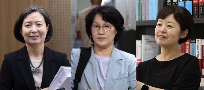 간리 승인소위(SCA) 사무국에 ‘제3자 제출에 대한 대한민국 국가인권위원회 인권위원 답변서’를 작성해 보낸 인권위 이숙진 상임위원과 원민경·소라미 위원(왼쪽부터). 정용일 선임기자 yongil@hani.co.kr