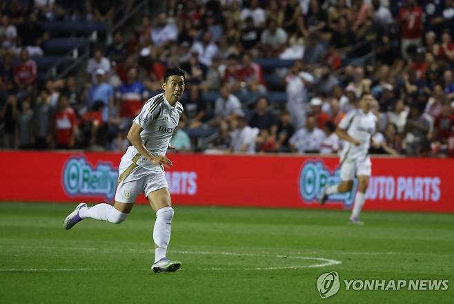 시카고 원정경기에서 교체로 출전해 MLS 데뷔전을 치른 LAFC 손흥민.[ [Talia Sprague-Imagn Images=연합뉴스]