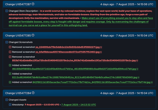 - 4일전부터 스팀 페이지 이미지 및 영상을 수정하기 시작했다&nbsp;