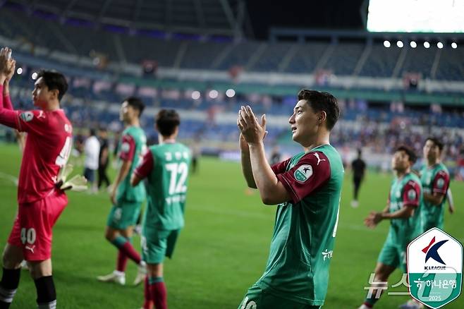 오래도록 침묵하던 주민규가 중요한 순간 결정적인 골을 터뜨렸다. (한국프로축구연맹 제공)