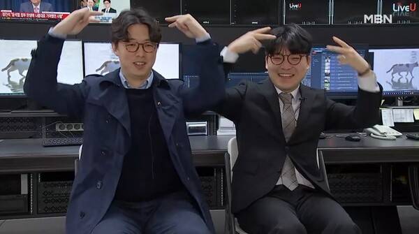 ▲ 지난해 4월22일 MBN '뉴스7'에 출연한 이동학 영상기자(왼쪽)와 이시열 MBN 기자(오른쪽). MBN 영상 갈무리