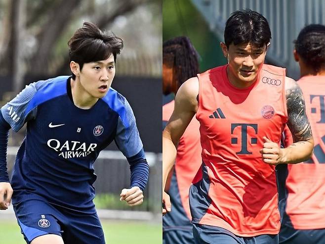 한국축구는 EPL 계보가 끊길 위기에 처했을 뿐 아니라 아예 유럽 빅리거들이 사라질 판이다. PSG 이강인(왼쪽)과 바이에른 뮌헨 김민재만 빅리거로 분류할 수 있는 상황이다. 사진출처｜PSG, 바이에른 뮌헨 페이스북