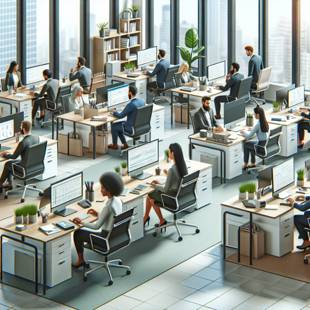 '일하는 척하기' 사무실에 모인 사람들은 앉아서 시간을 보내거나 채용 지원을 한다. 사진은 한국일보 인공지능 HAI가 그린 가상 이미지. 그래픽=달리3∙곽주은 인턴 기자