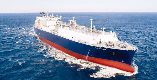 HD현대중공업이 건조해 인도한 17만4000입방미터(m2)급 LNG운반선/사진=한국경제신문