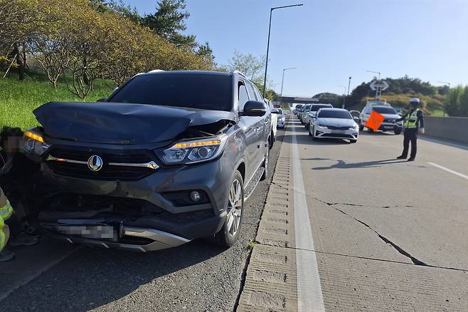 지난 5월 전라남도 함평에서 일어난 사고 현장. 함평소방서 제공·연합뉴스