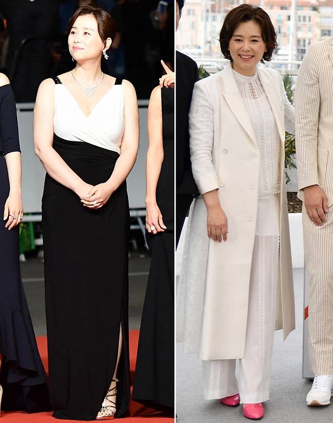 배우 장혜진이 2019년 영화 '기생충'으로 칸 국제영화제에 초청 받아 참석한 모습 /사진=AFP=뉴스1