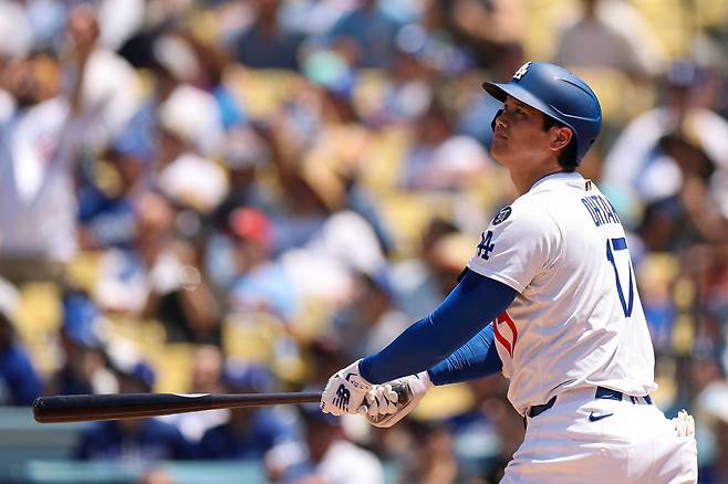 오타니 쇼헤이가 지난 7일 세인트루이스전에서 3회 투런홈런을 터뜨리고 있다. AFP연합뉴스