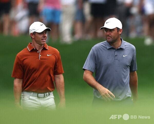 2025년 미국프로골프(PGA) 투어 플레이오프 2차전 BMW 챔피언십에 출전하는 로리 맥길로이, 스코티 셰플러. 사진제공=ⓒAFPBBNews = News1