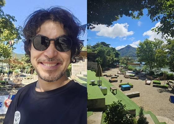 개그맨 이재훈과 그가 전북 임실에서 운영 중인 카페 /사진제공=옥쭹가든