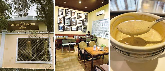 (좌)에그 커피로 유명한 리틀 하노이 (우)달걀노른자로 만든 에그 커피