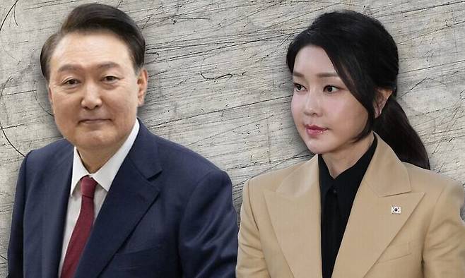윤석열 전 대통령과 김건희 여사. 한겨레 자료사진