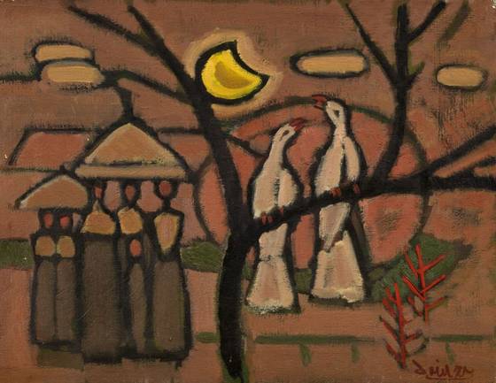 Yoon Joong-sik's ″Spring″ (1975) is on display at the National Museum of Modern and Contemporary Art Deoksugung's new exhibition ″Landscapes of Homeland and Longing″ in Jongno District, central Seoul. [MMCA Deoksugung]