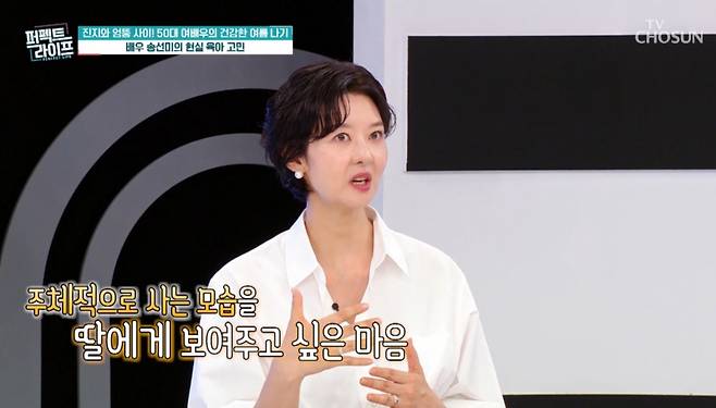 송선미가 불의의 사고로 남편을 잃은 뒤 홀로 딸을 키우는 근황을 전했다. /사진=TV조선 '퍼펙트 라이프' 방송화면 캡처