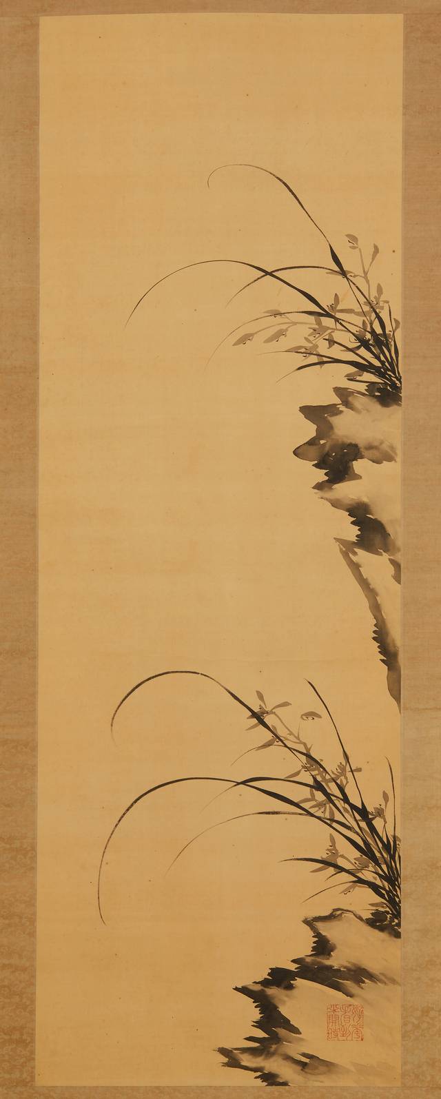 석파 이하응 석란도, 1820~1898, 명주에 수묵, 144x49㎝.