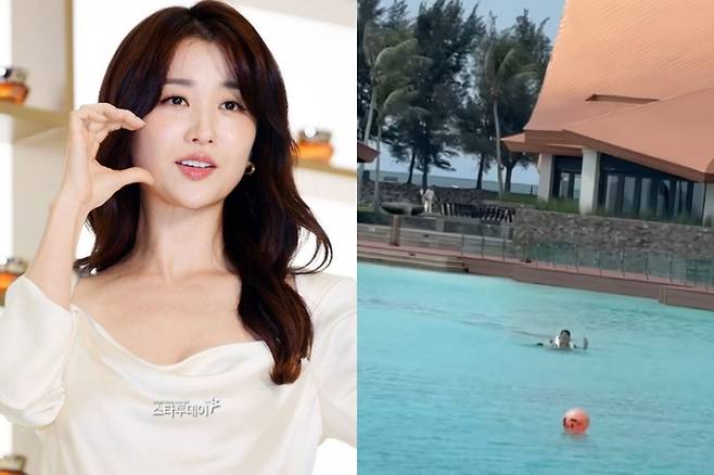 박하선, 박하선이 게재한 7성급 호텔 수영장 영상. 사진|스타투데이DB, 박하선 SNS