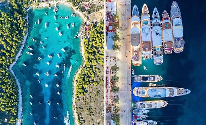 흐바르섬의 평화로운 저녁, 수많은 요트와 범선이 떠 있는 아름다운 풍경 / 사진=크로아티아관광청