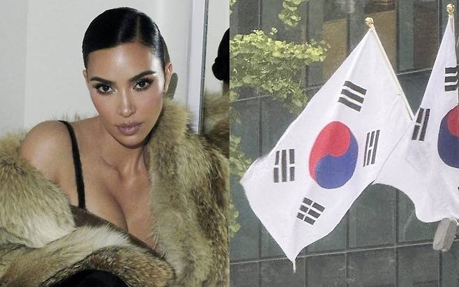 킴 카다시안이 광복절에 태극기 사진을 SNS에 올렸다. 사진| 킴 카다시안 SNS